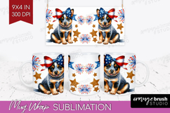 Cattle Dog Mug Wrap Patriotic Dog Mug PNG Sublimation Product Image 1