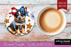 Cattle Dog Round Coaster Patriotic Dog Coaster PNG Product Image 1