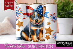 Cattle Dog Tumbler Wrap Patriotic Dog Tumbler PNG Product Image 1