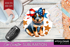Cattle Dog Car Coaster Patriotic Dog Coaster PNG Product Image 1