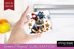 Cattle Dog Magnet Sublimation Patriotic Dog Square PNG Product Image 1