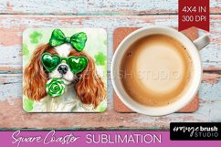 Cavalier King Spaniel St. Patricks Day Dog Square Coaster Product Image 1