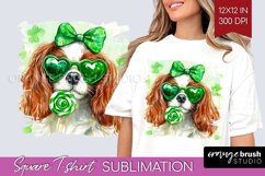 Cavalier King Spaniel St. Patricks Day Dog Square Tshirt Dog Product Image 1