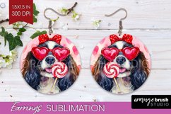 Cavalier King Spaniel Valentine Round Earrings Valentines Product Image 1