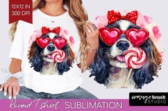 Cavalier King Spaniel Valentine Round Tshirt Background Day Product Image 1