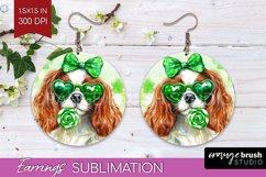 Cavalier King Spaniel St. Patricks Day Dog Round Earrings Product Image 1