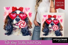 Cavalier King Spaniel Valentine Tote Bag Valentines Day Tote Product Image 1
