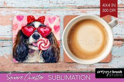 Cavalier King Spaniel Valentine Square Coaster Valentines Product Image 1