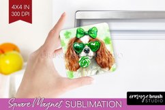 Cavalier King Spaniel St. Patricks Day Dog Magnet Dog Square Product Image 1