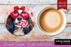 Cavalier King Spaniel Valentine Round Coaster Valentines Day Product Image 1