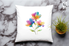 Rainbow Pastel Watercolor Flowers PNG Product Image 3
