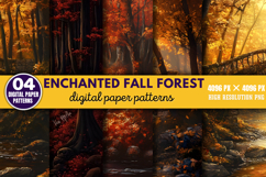 Enchanted Fall Forest Digital Paper Bundle PNG Product Image 3