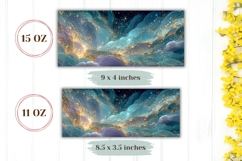 Gold Glitter Mug Wrap, Blue Mug Design, Clouds Mug Product Image 2