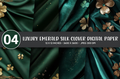 Luxury Emerald Silk Clover Digital Paper Product Image 1