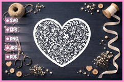 Paper Cut Floral Heart , Paper Cut Heart SVG Product Image 1