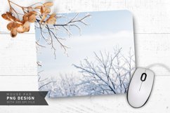 Peaceful Winter Forest Path with Snow Mouse Pad PNG Product Image 1