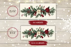 Floral Christmas Mug Wrap, Christmas Poinsettia Mug Design Product Image 2