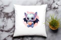 Cute Baby Bat Heart Sublimation Clipart PNG Product Image 2