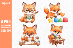 Cute Baby Fox Learning &amp; Play Clipart PNG Product Image 1