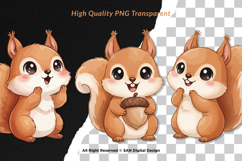 15 Bundle Watercolor Cute Squirrel Burrow Rodent Nut Small Product Image 2
