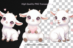 15 Bundle Watercolor Cute Goat Girl Charming Farm Sticker Product Image 2