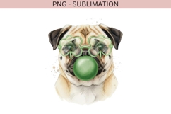 Pug with bubblegum png design for T-shirts Product Image 2