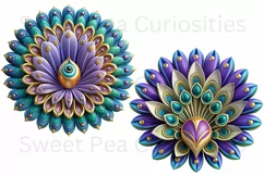 Medallion, Peacock, Ephemera, PNG, watercolor, Clipart Product Image 2