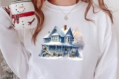 Watercolor Christmas houses clipart, Christmas Clipart Product Image 2