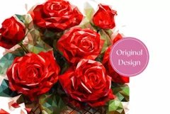 Red Roses Tumbler Wrap, Stained Glass Flowers Tumbler Design Product Image 2