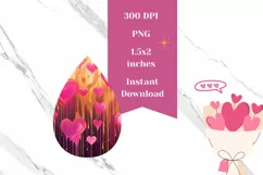 Cute Valentine Earrings PNG, Pink Hearts Earrings Design Product Image 2