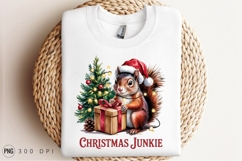Christmas Squirrel With Present And Tree Sublimation PNG Product Image 3