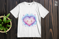 Cute Watercolor Heart with Clouds Clipart Sublimation PNG Product Image 2