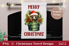Merry Christmas Kitchen Towel, Christmas Bear Towel PNG Product Image 1