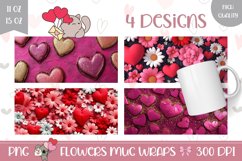 Flowers Mug Wrap Sublimation, Love Hearts Mug Designs Product Image 1