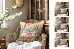 Watercolor Tulips Pillow Template, Easter Basket Pillowcase Product Image 2