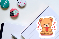 Valentine's Teddy Bear Sticker | Cute animal stickers sheet Product Image 2