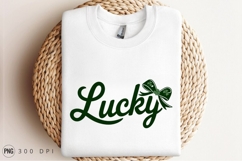 Lucky Lettering With Shamrock Bow For St Patricks Day PNG Product Image 3