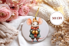 Christmas Mouse Ornament Design, Cartoon Christmas Ornament Product Image 2