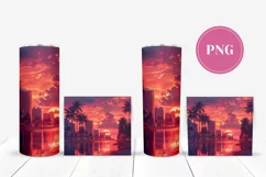 Summer Tumbler Sublimation, Sunset Tumbler Wrap Design Product Image 2