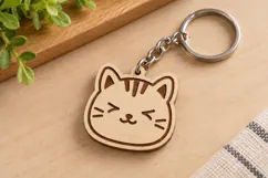 Cute Cat Keychain Lasercut - Laser Cut File Product Image 1