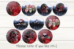 Gothic oil paint skull | Sublimation round earring bundle Product Image 2