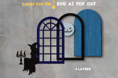Halloween Window &amp; Witch SVG laser cut files for Glowforge Product Image 2