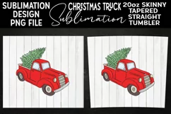 Christmas Truck White Wood Sublimation 20oz Skinny Tumbler Product Image 2