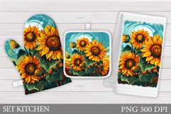 Sunflowers Oven Mitt Design. Sunflowers Square Pot Holder Product Image 1