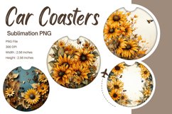 Butterfly Sunflower Car Coasters Sublimation Car Accessories Product Image 1