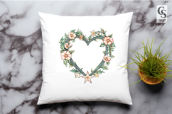 Watercolor Floral Heart Frame Clipart Sublimation PNG Product Image 2