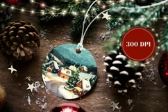Cartoon Village Ornament Design, Cozy Winter Ornament Product Image 2