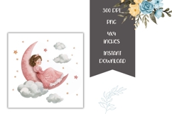 Cartoon Princess Square Coasters, Moon Square Coaster Design Product Image 2