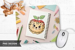 Playful Leopard Patterned Apple Stationery Mouse Pad PNG Product Image 1