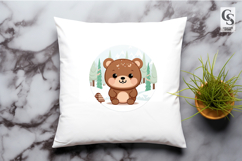 Cute Baby Bear Winter Forest PNG Product Image 3